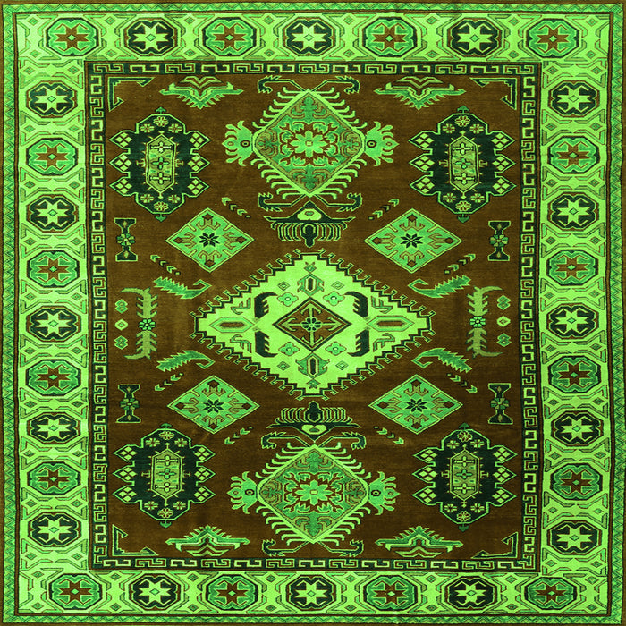 Serging Thickness of Geometric Green Traditional Rug, tr2679grn