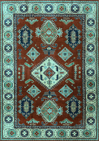 Geometric Light Blue Traditional Rug, tr2679lblu