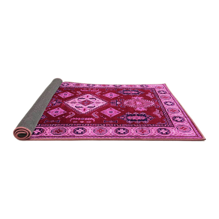 Sideview of Geometric Pink Traditional Rug, tr2679pnk
