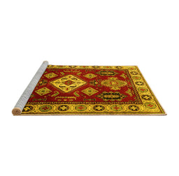 Sideview of Machine Washable Geometric Yellow Traditional Rug, wshtr2679yw