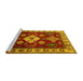 Sideview of Machine Washable Geometric Yellow Traditional Rug, wshtr2679yw