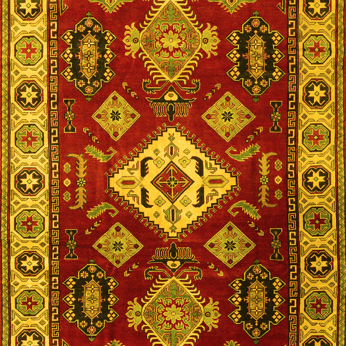 Geometric Yellow Traditional Rug, tr2679yw