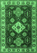 Machine Washable Geometric Emerald Green Traditional Area Rugs, wshtr2679emgrn