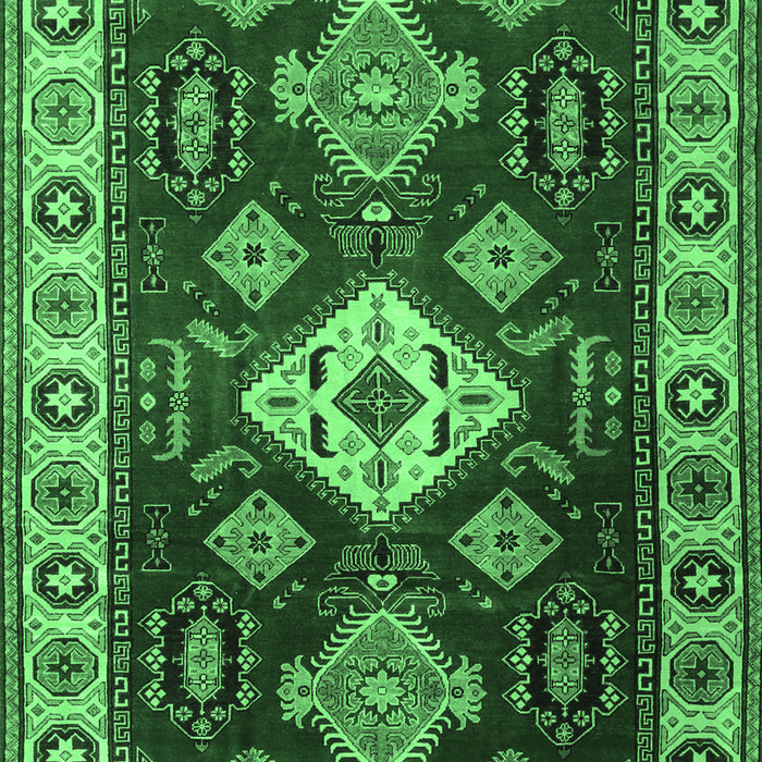 Machine Washable Geometric Emerald Green Traditional Area Rugs, wshtr2679emgrn