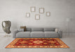 Machine Washable Geometric Orange Traditional Area Rugs in a Living Room, wshtr2679org