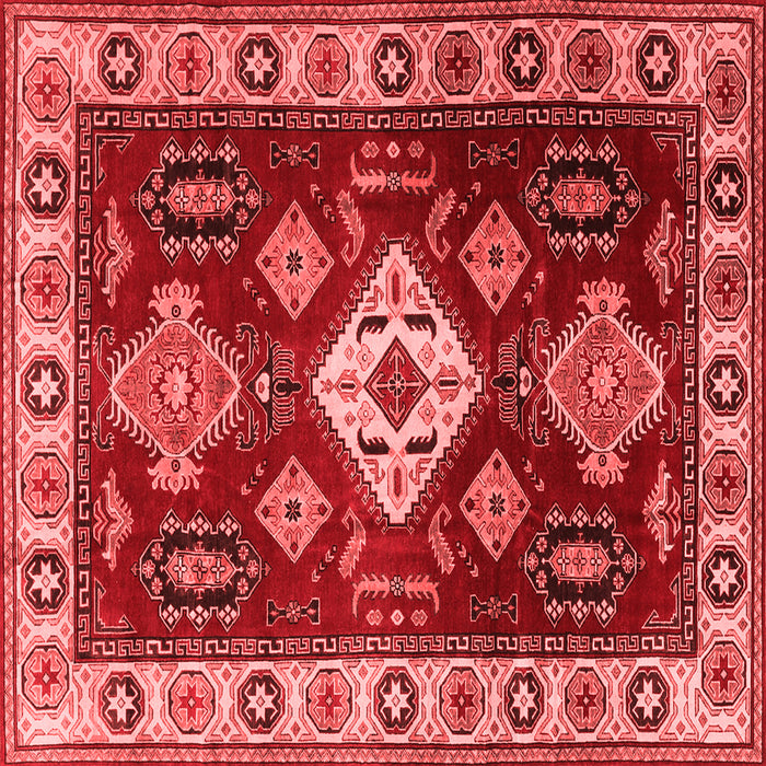 Machine Washable Geometric Red Traditional Rug, wshtr2679red