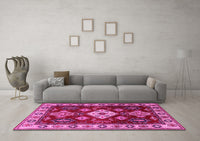 Machine Washable Geometric Pink Traditional Rug, wshtr2679pnk