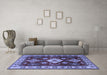 Machine Washable Geometric Blue Traditional Rug in a Living Room, wshtr2679blu