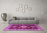 Machine Washable Geometric Purple Traditional Rug, wshtr2679pur