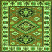 Round Machine Washable Geometric Green Traditional Area Rugs, wshtr267grn