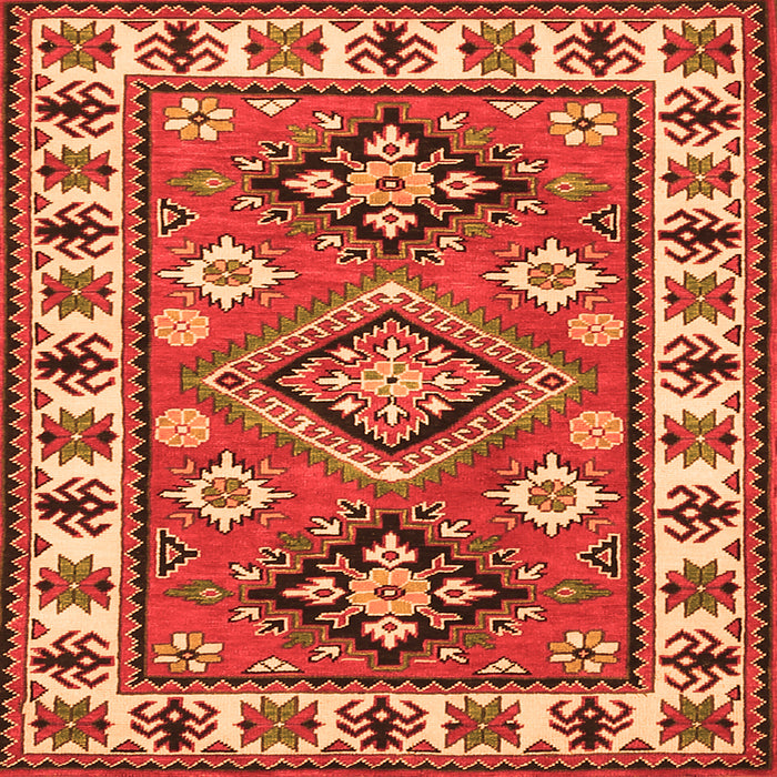 Serging Thickness of Geometric Orange Traditional Rug, tr267org