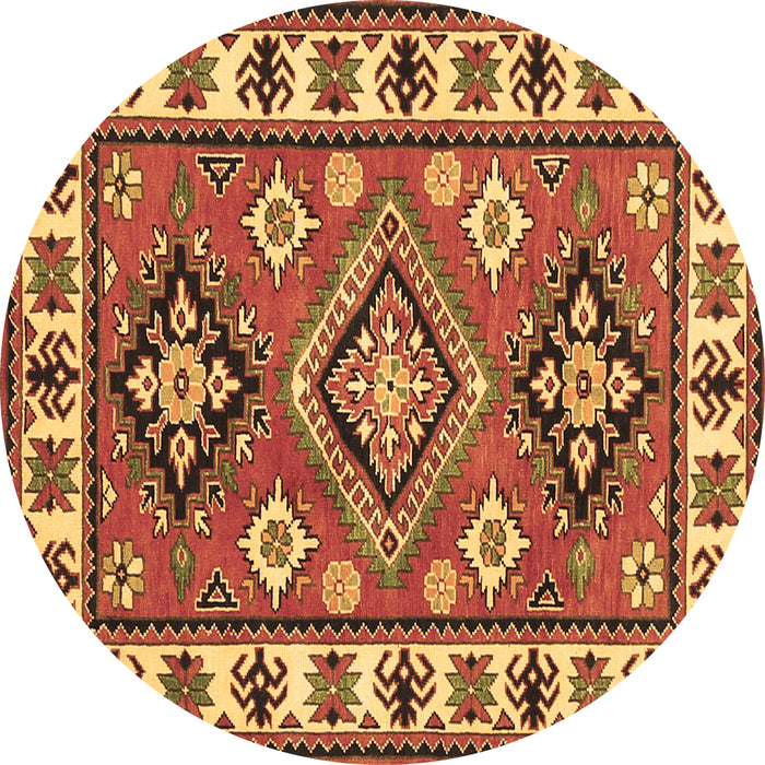 Round Machine Washable Geometric Brown Traditional Rug, wshtr267brn