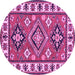 Round Machine Washable Geometric Purple Traditional Area Rugs, wshtr267pur