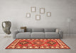 Machine Washable Geometric Orange Traditional Area Rugs in a Living Room, wshtr267org