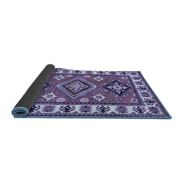 Sideview of Geometric Blue Traditional Rug, tr267blu