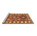 Sideview of Machine Washable Geometric Brown Traditional Rug, wshtr267brn