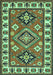 Geometric Turquoise Traditional Rug, tr267turq