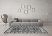 Machine Washable Geometric Gray Traditional Rug in a Living Room,, wshtr267gry