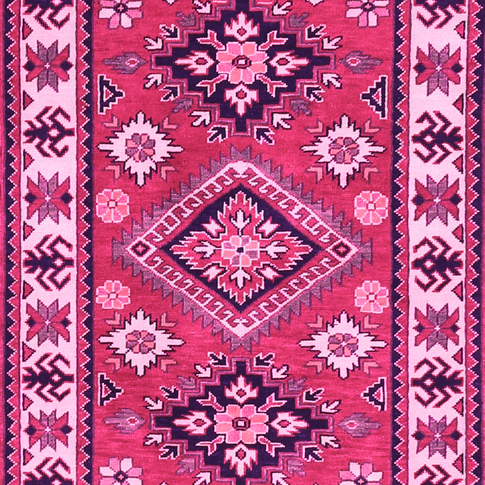 Machine Washable Geometric Pink Traditional Rug, wshtr267pnk