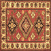 Square Machine Washable Geometric Brown Traditional Rug, wshtr267brn