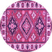 Round Geometric Purple Traditional Rug, tr267pur