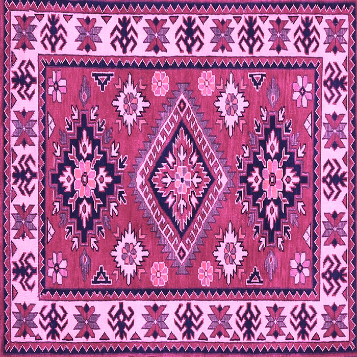 Square Machine Washable Geometric Purple Traditional Area Rugs, wshtr267pur