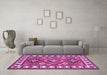 Machine Washable Geometric Purple Traditional Area Rugs in a Living Room, wshtr267pur