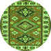 Square Geometric Green Traditional Rug, tr267grn