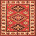 Round Machine Washable Geometric Orange Traditional Area Rugs, wshtr267org