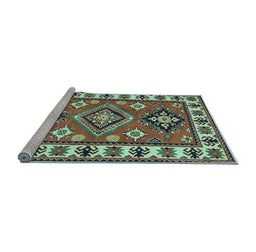 Sideview of Machine Washable Geometric Light Blue Traditional Rug, wshtr267lblu