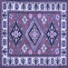 Square Geometric Blue Traditional Rug, tr267blu