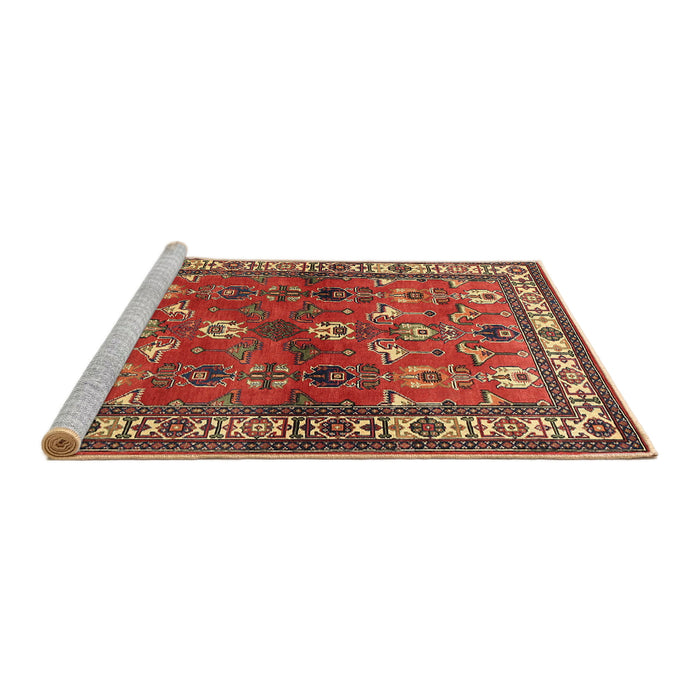 Sideview of Machine Washable Traditional Tomato Red Rug, wshtr268