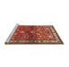 Sideview of Machine Washable Traditional Tomato Red Rug, wshtr268