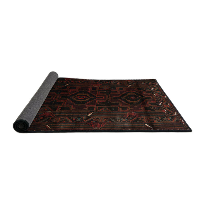 Sideview of Traditional Black Brown Persian Rug, tr2680