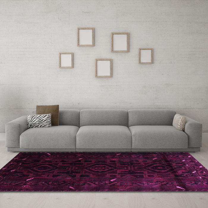 Machine Washable Persian Pink Traditional Rug in a Living Room, wshtr2680pnk