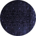 Round Machine Washable Persian Blue Traditional Rug, wshtr2680blu