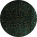 Round Persian Turquoise Traditional Rug, tr2680turq