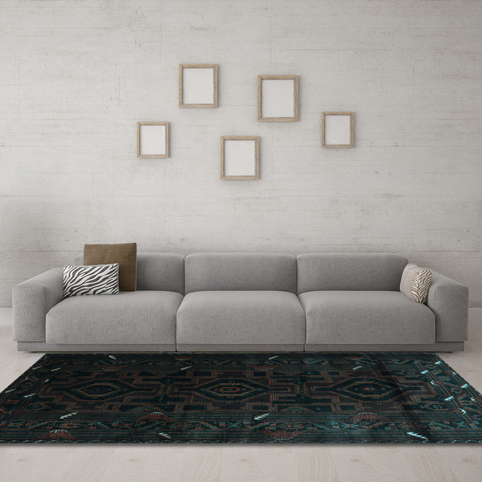 Machine Washable Persian Light Blue Traditional Rug in a Living Room, wshtr2680lblu