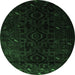 Round Persian Emerald Green Traditional Rug, tr2680emgrn