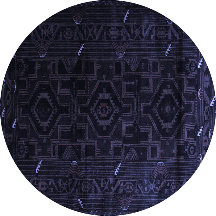 Round Persian Blue Traditional Rug, tr2680blu