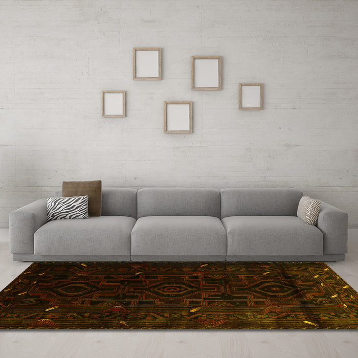 Machine Washable Persian Yellow Traditional Rug in a Living Room, wshtr2680yw