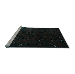 Sideview of Machine Washable Persian Light Blue Traditional Rug, wshtr2680lblu