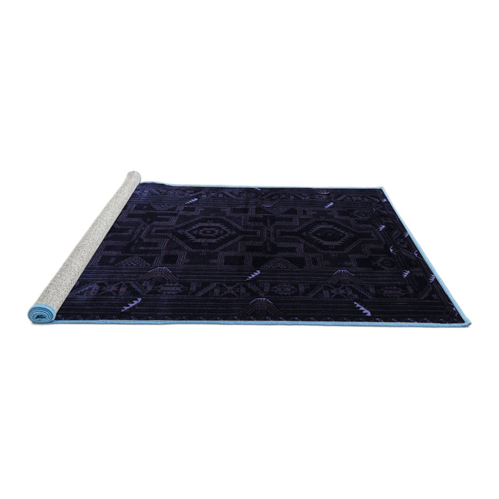 Sideview of Machine Washable Persian Blue Traditional Rug, wshtr2680blu