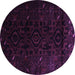 Round Machine Washable Persian Purple Traditional Area Rugs, wshtr2680pur