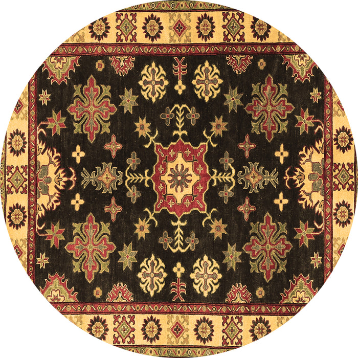 Round Machine Washable Persian Brown Traditional Rug, wshtr2681brn