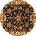 Round Machine Washable Persian Brown Traditional Rug, wshtr2681brn