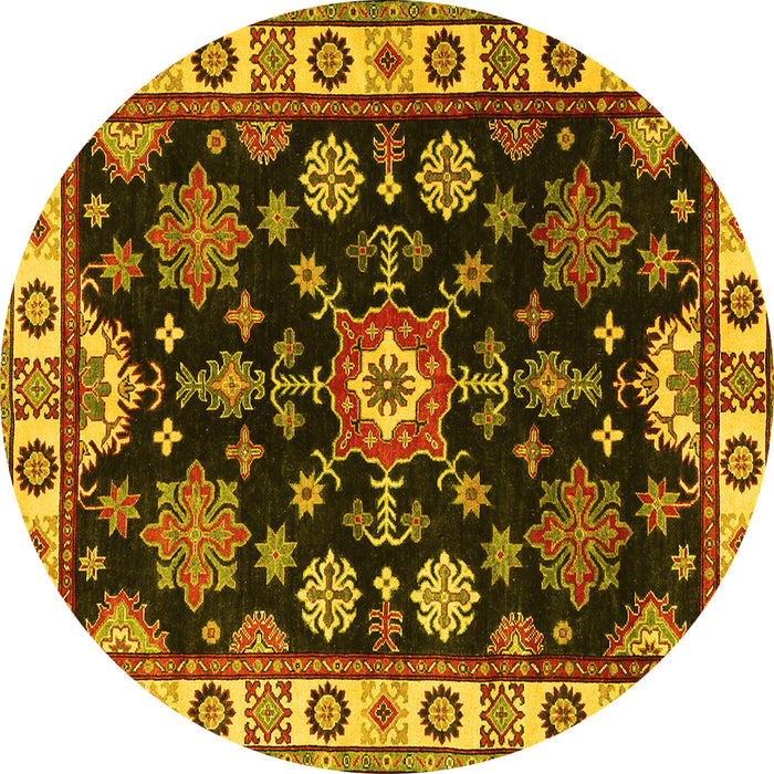 Round Persian Yellow Traditional Rug, tr2681yw