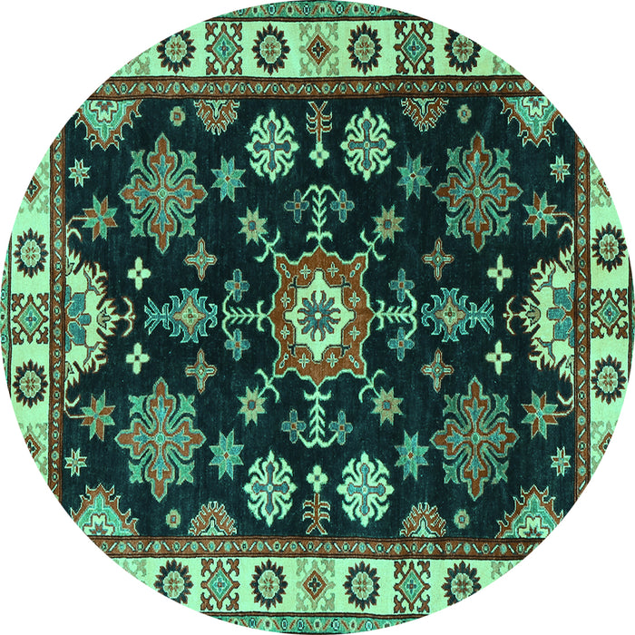 Round Persian Turquoise Traditional Rug, tr2681turq