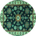 Round Persian Turquoise Traditional Rug, tr2681turq