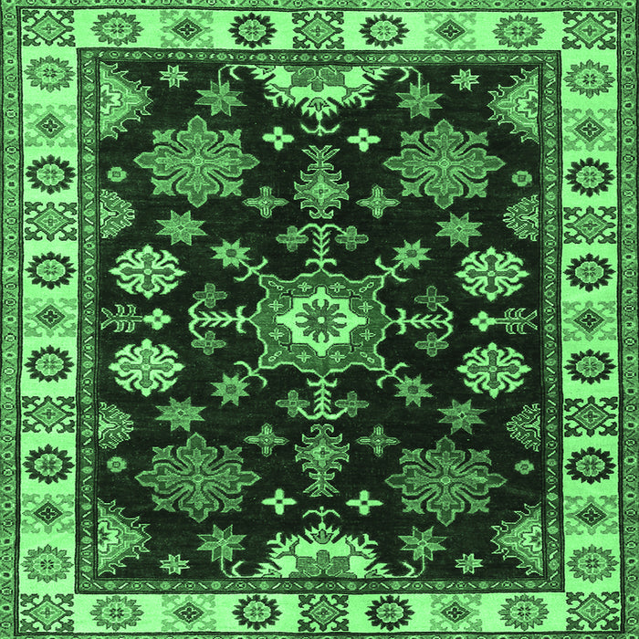 Square Machine Washable Persian Emerald Green Traditional Area Rugs, wshtr2681emgrn